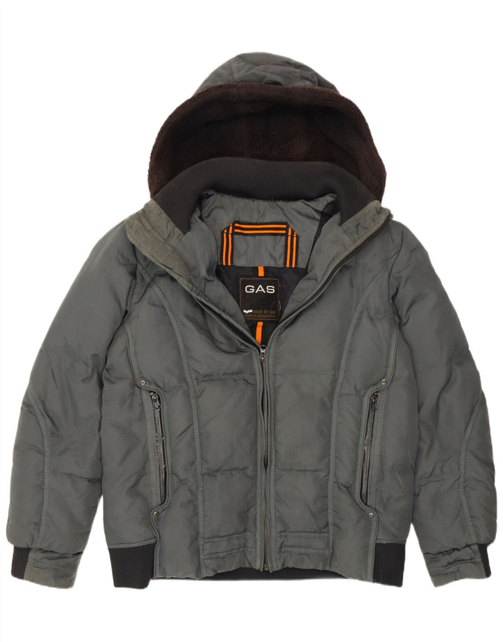 Giacca imbottita bomber con cappuccio da uomo Gas UK 40 Large Grigia in poliammide