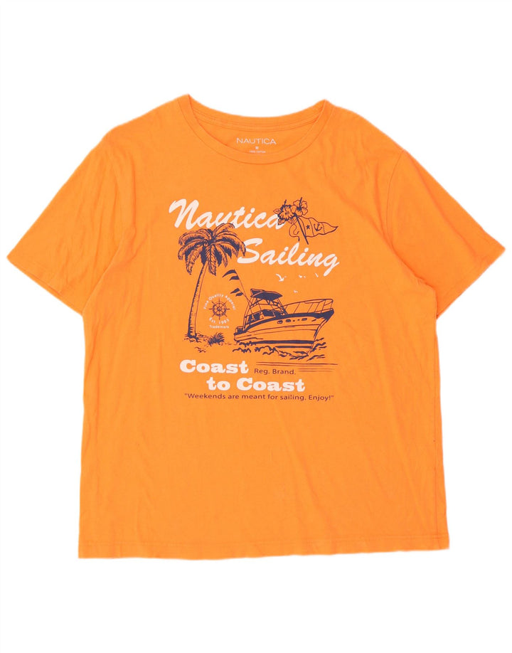 T-shirt grafica da uomo Nautica Top in cotone arancione medio