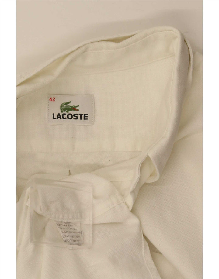 Camicia a maniche corte da uomo Lacoste taglia 42 grande cotone bianco
