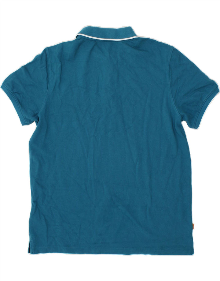 TIMBERLAND Mens Regular Fit Polo Shirt Medium Blue Cotton Vintage Timberland and Second-Hand Timberland from Messina Hembry 