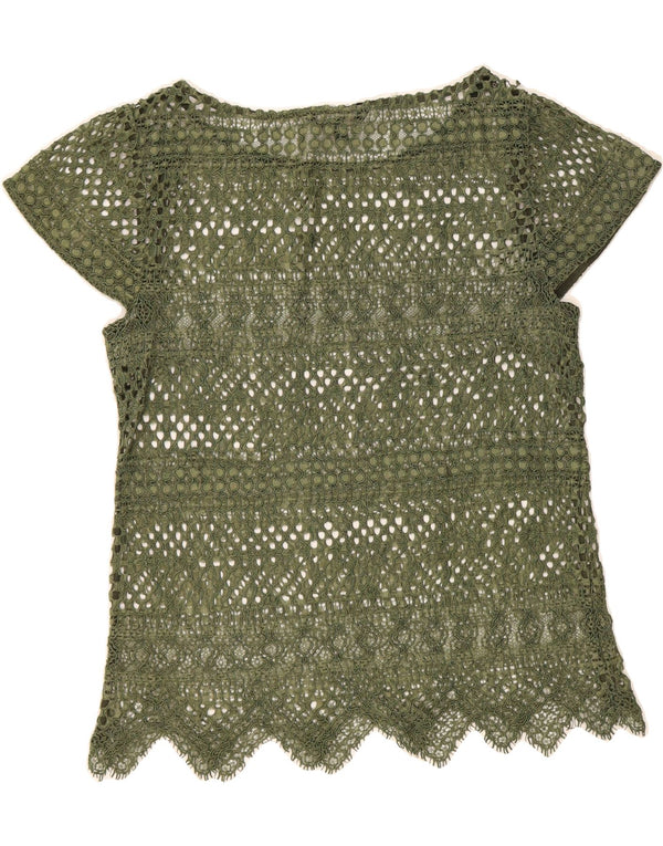 BANANA REPUBLIC Womens Crochet Blouse Top UK 14 Medium Green