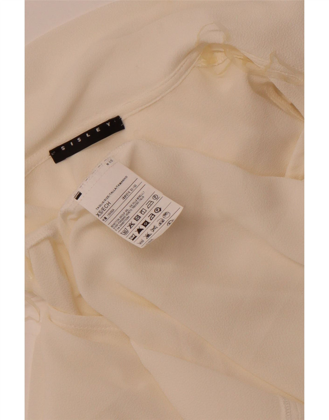 Camicetta da donna Sisley con vestibilità ampia e allacciatura frontale, taglia UK 6 XS, poliestere bianco sporco