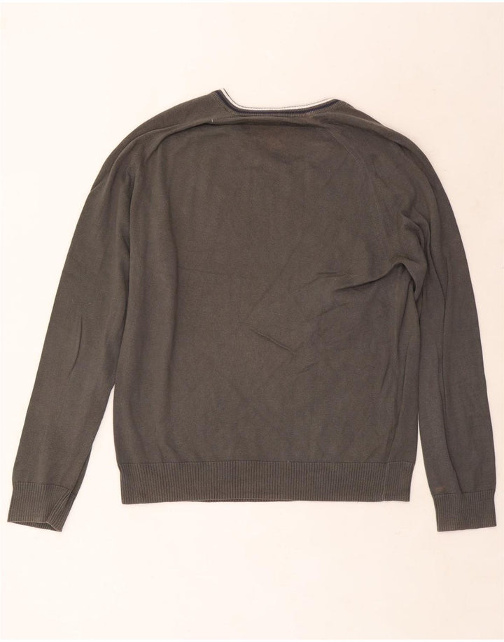 Maglione da uomo con scollo a V Penguin XL in cotone a righe grigie