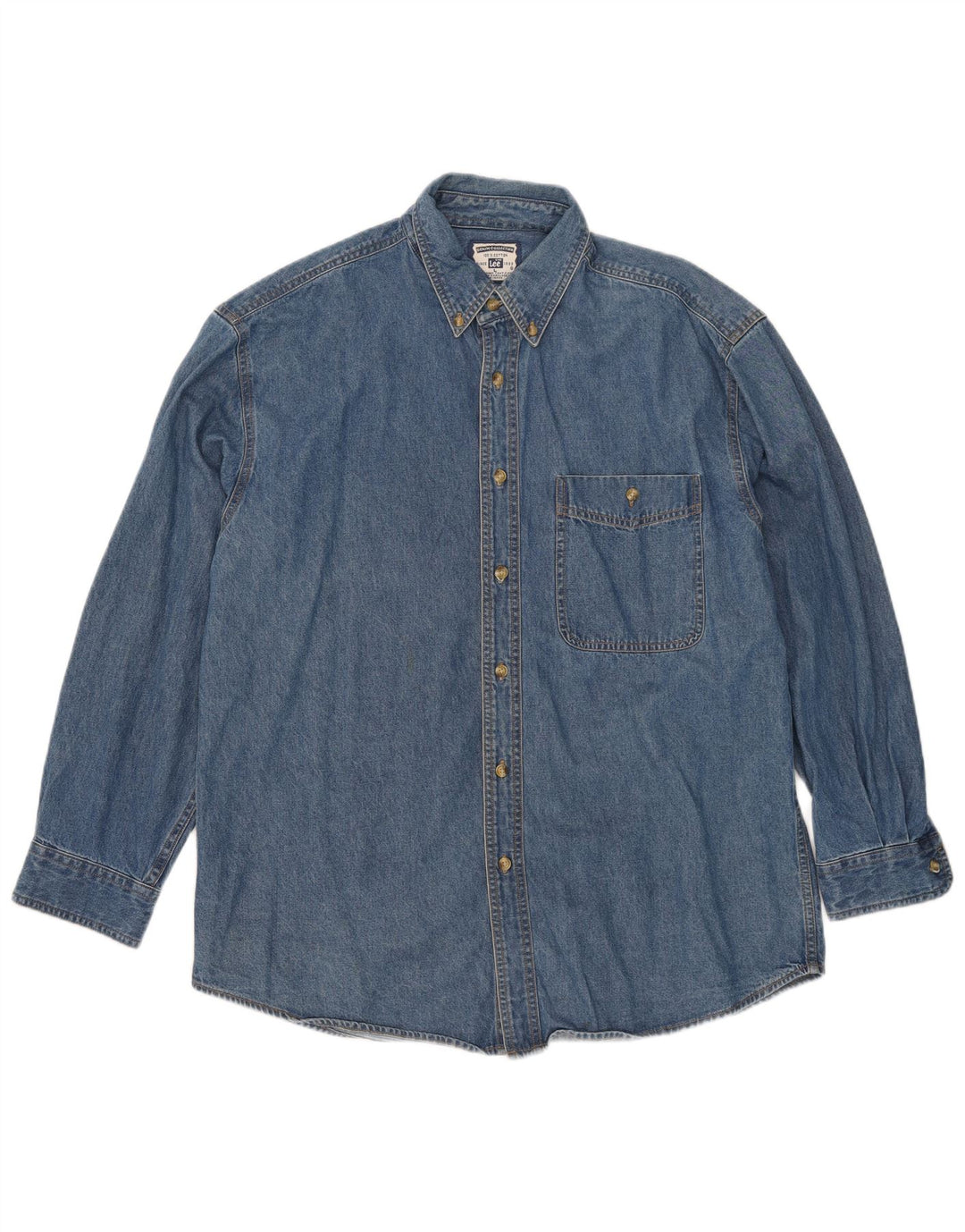 Camicia in denim grafico da uomo Lee grande in cotone blu