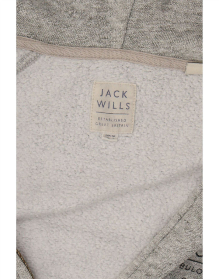 JACK WILLS Womens Oversized Zip Hoodie Sweater UK 10 Small Grey Flecked Vintage Jack Wills and Second-Hand Jack Wills from Messina Hembry 