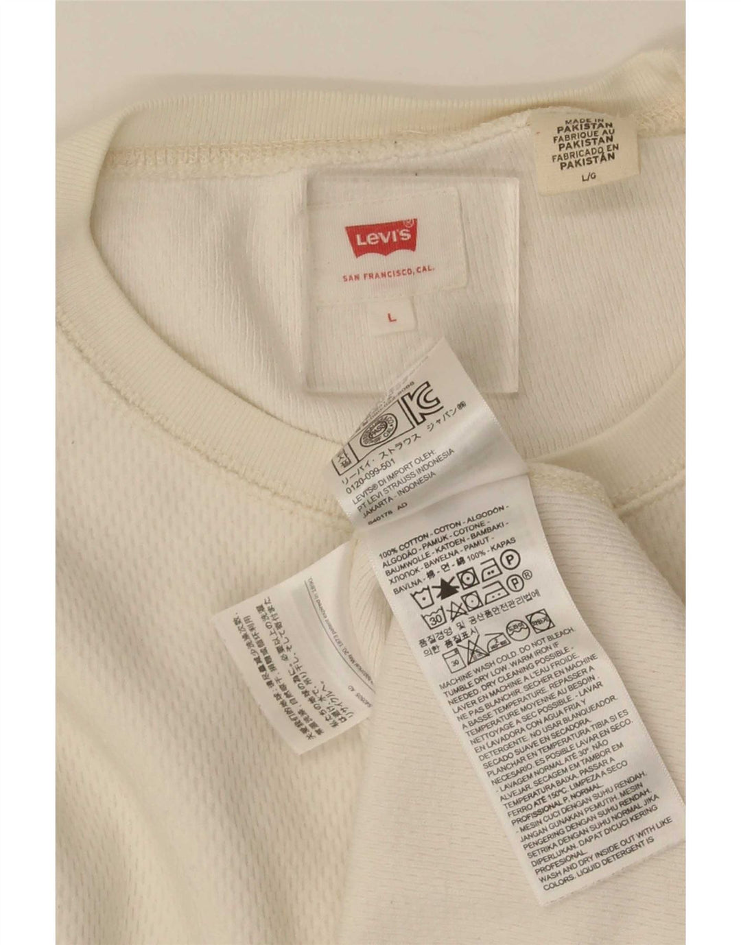 Levi's Uomo Top Manica Lunga Grande Cotone Bianco