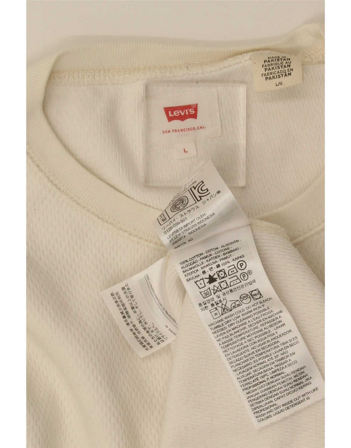 Levi's Uomo Top Manica Lunga Grande Cotone Bianco