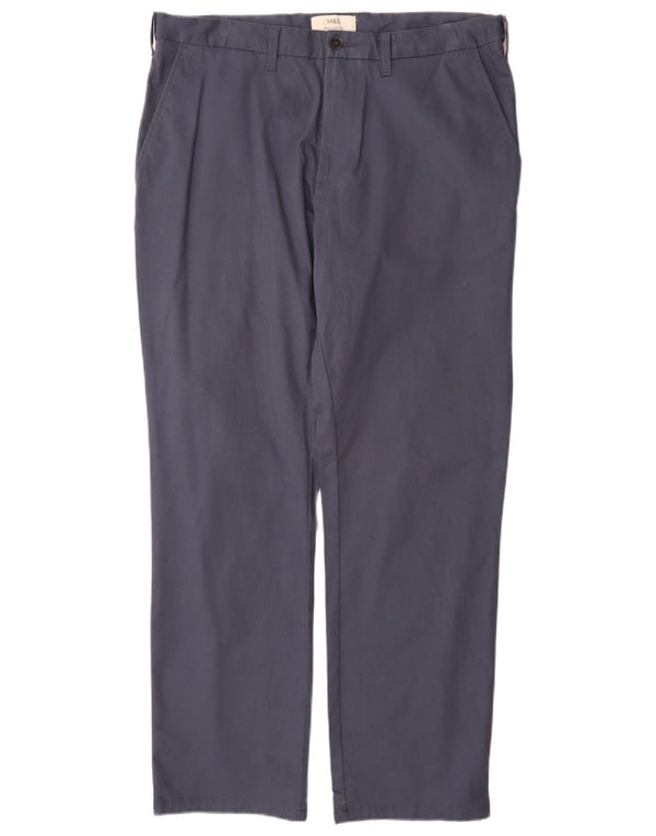 Pantaloni chino vestibilità regolare da uomo Marks & Spencer W36 L31 cotone blu navy