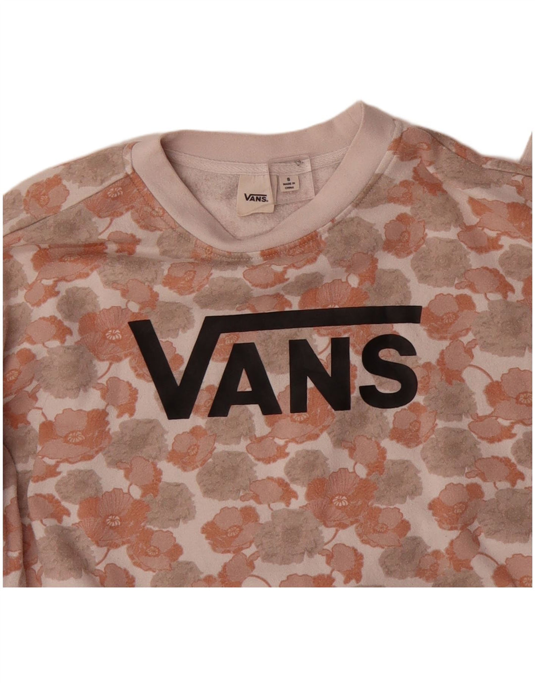 VANS Womens Oversized Graphic Sweatshirt Jumper UK 10 Small Off White