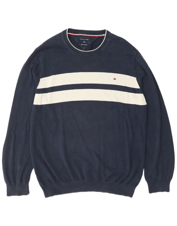 Maglione maglione girocollo da uomo Tommy Hilfiger 2XL Blu navy a blocchi di colore