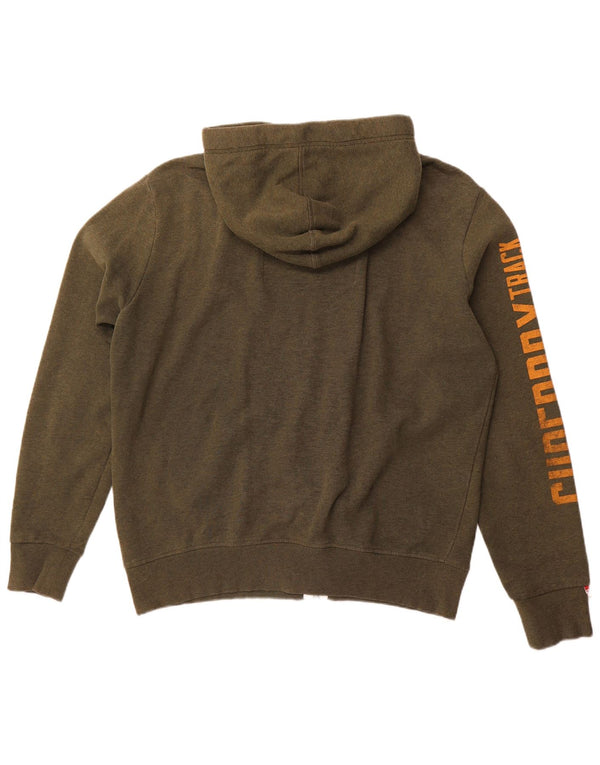 Maglione con cappuccio e zip grafica da uomo di atletica leggera SUPERDRY 2XL cotone kaki