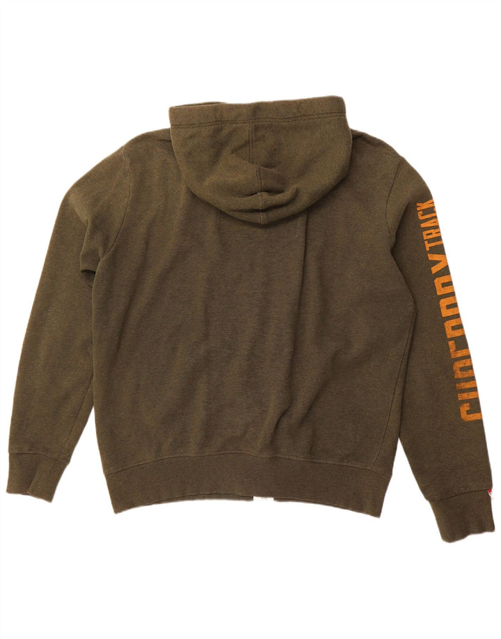 Maglione con cappuccio e zip grafica da uomo di atletica leggera SUPERDRY 2XL cotone kaki