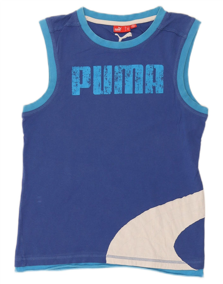 Canotta grafica da uomo Puma Small blu in cotone color block