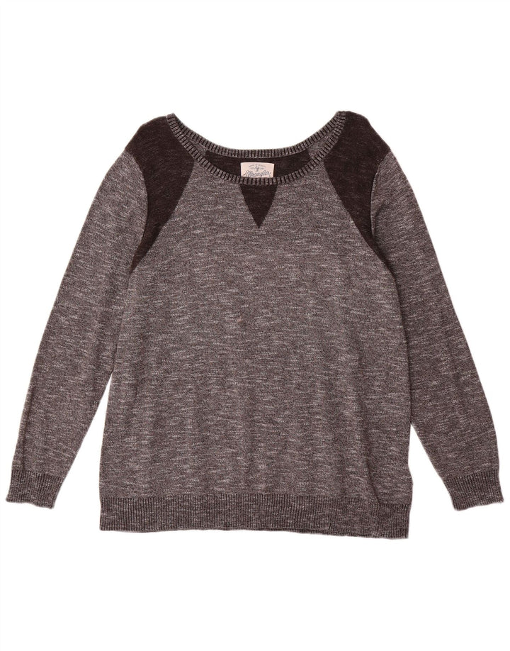 WRANGLER Womens UK 16 Large Grey Colourblock Cotton