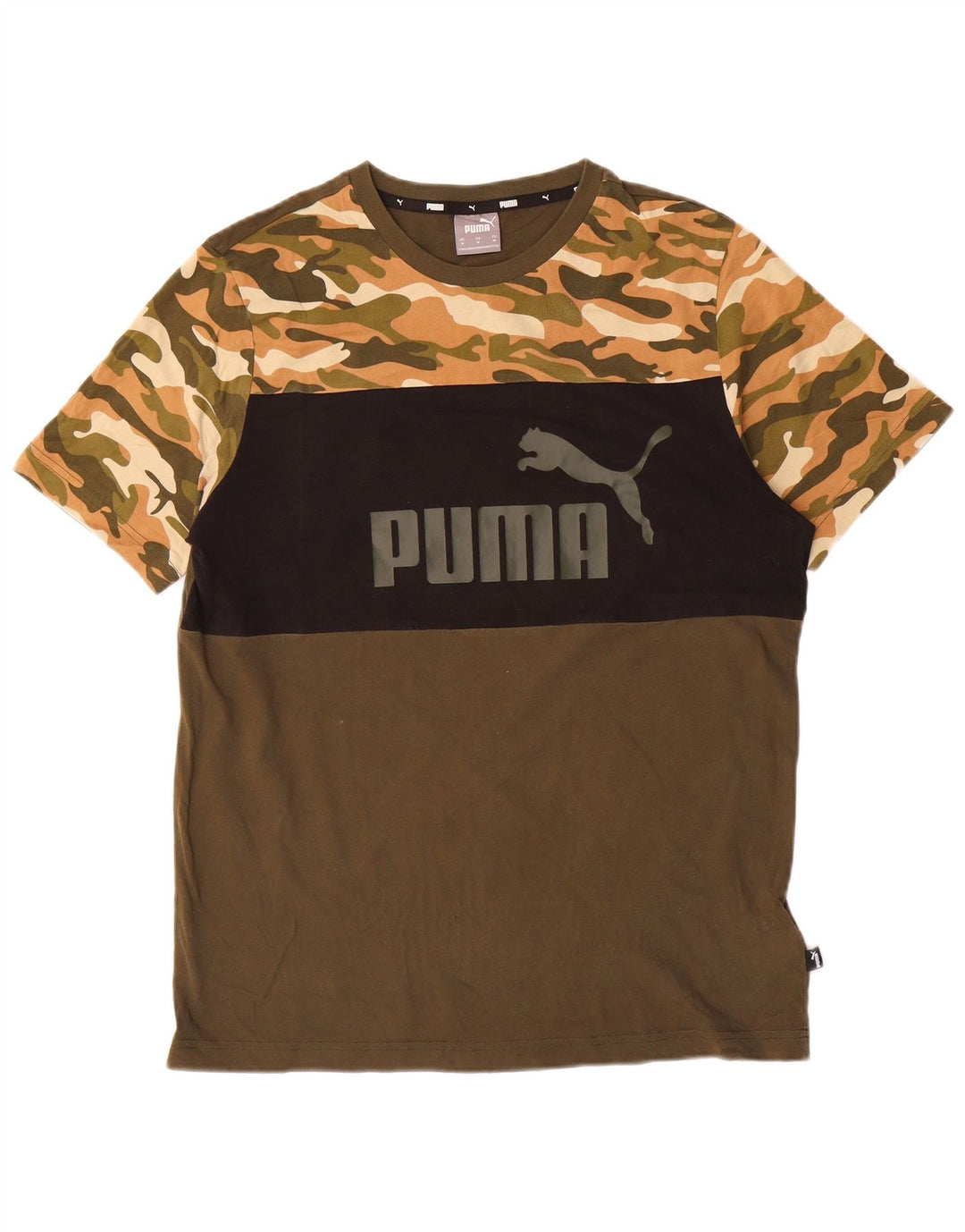 T-shirt grafica da uomo PUMA Top in cotone mimetico medio kaki