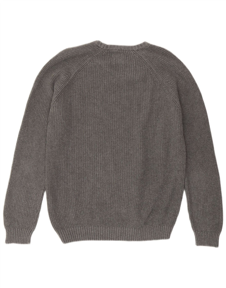 Maglione maglione girocollo da uomo Zara in cotone grigio medio