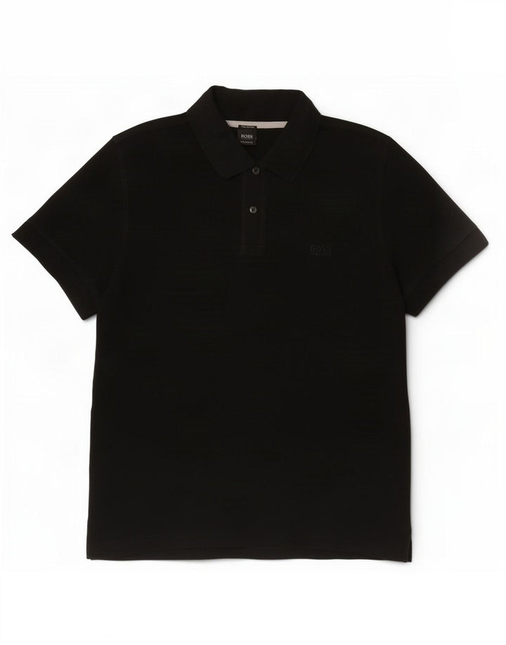 Polo Hugo Boss da uomo vestibilità regolare XL in cotone nero
