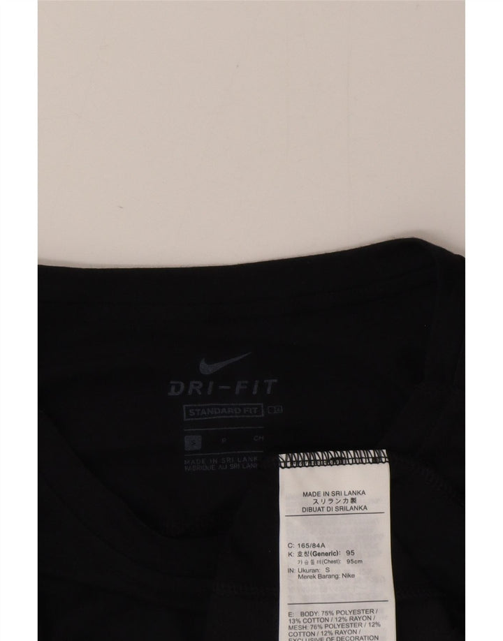 T-shirt grafica Nike da uomo Dri Fit vestibilità standard, piccola, in poliestere nero