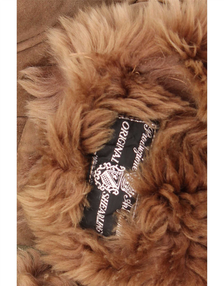 Giacca in shearling vintage da donna vestibilità ampia IT 50 XL marrone classica