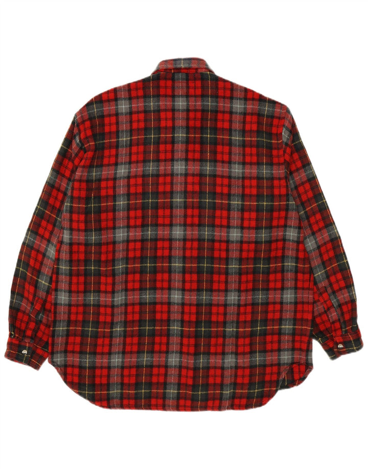 Brugi Camicia da uomo in flanella grande acrilico scozzese rosso