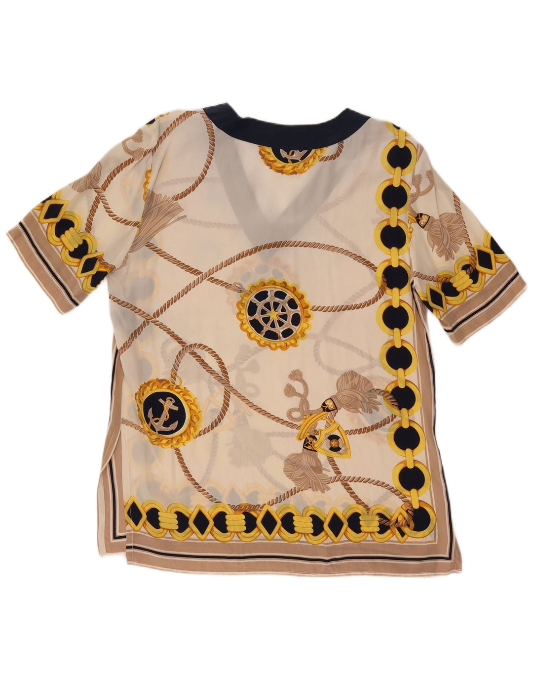 Pancaldi & B Camicetta da donna con motivo astratto Top UK 12 Medio Bianco sporco