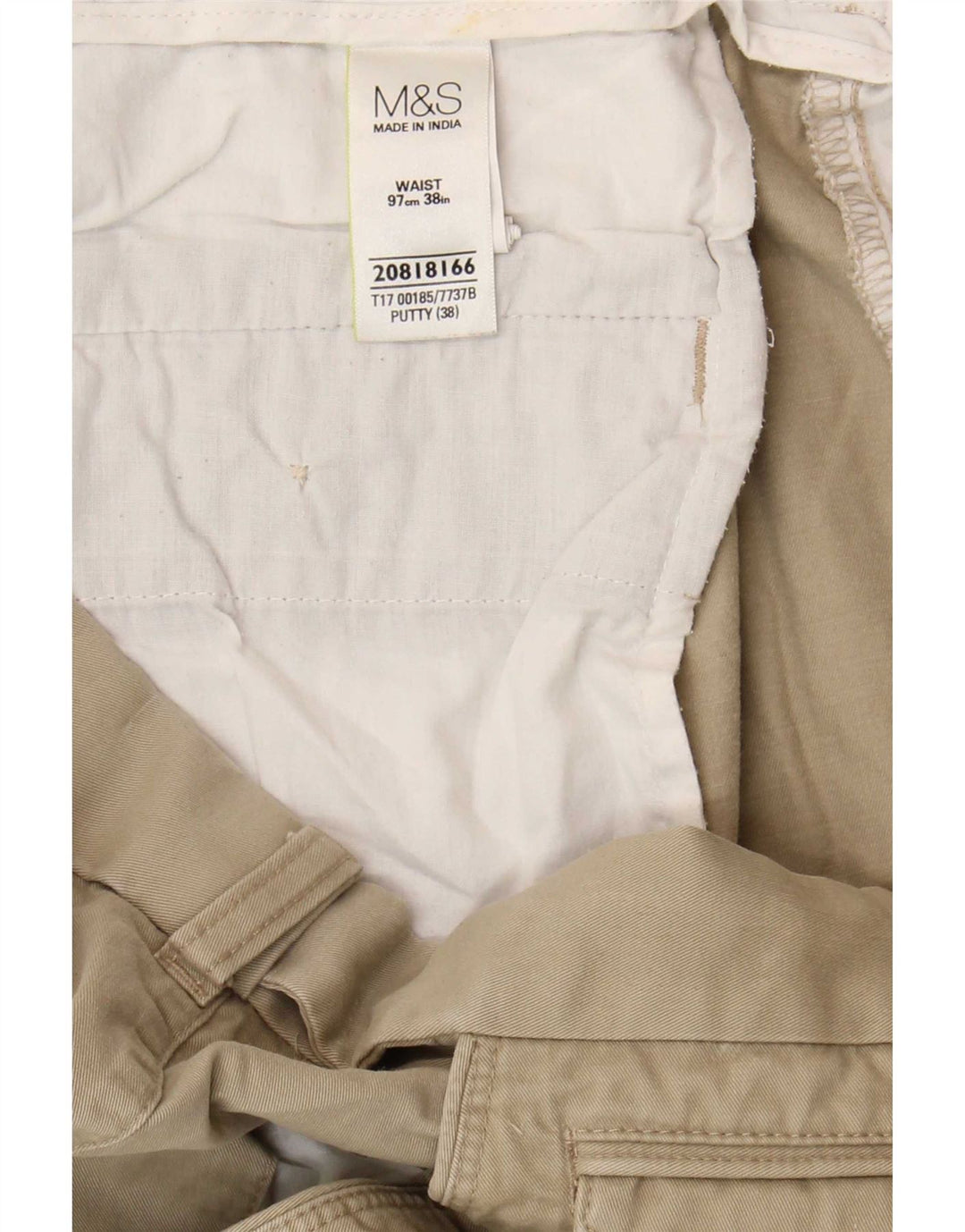 Pantaloncini chino da uomo Marks & Spencer W38 XL in cotone beige