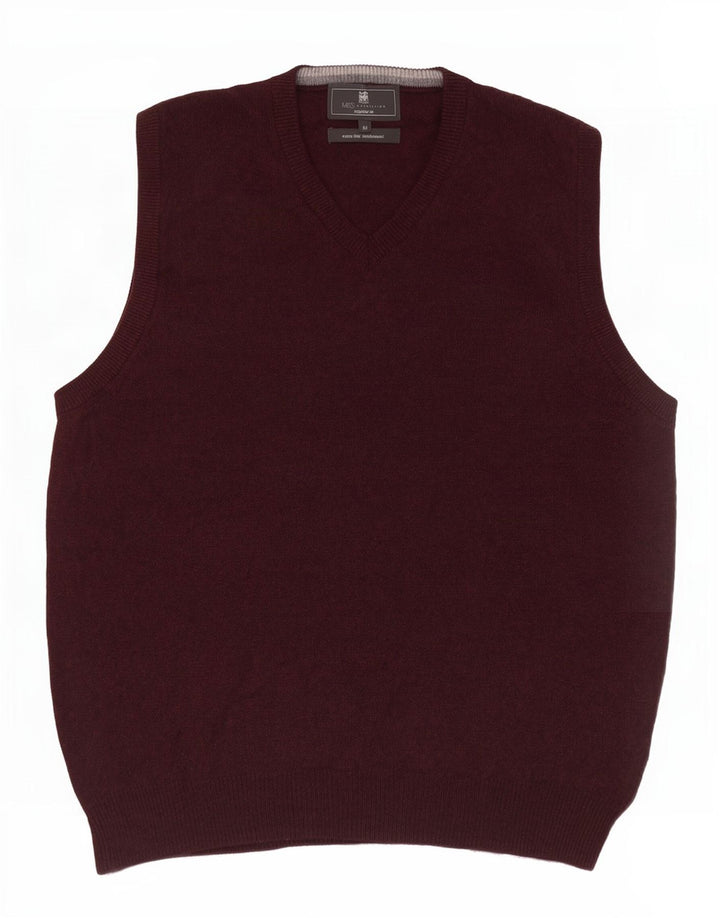 Canotta da uomo Marks & Spencer vestibilità regolare canotta in lana bordeaux media