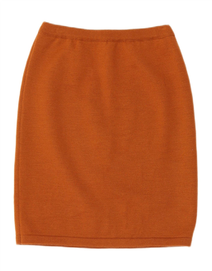 Set gonna 2 pezzi in maglia da donna VINTAGE UK 14 medio W28 marrone geometrico