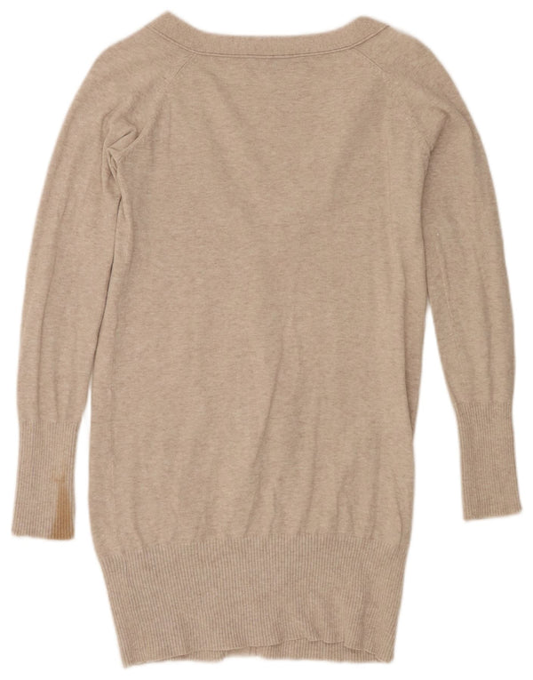 Maglione cardigan lungo da donna Zara UK 10 Piccolo cotone screziato beige