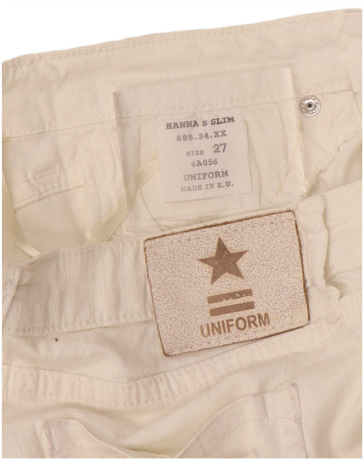 Jeans slim da donna uniformi W27 L29 cotone bianco