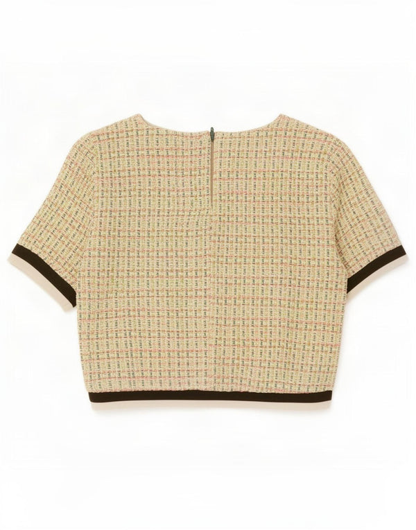 Zara Womens Crop Blouse Top UK 10 Small Yellow Flecked