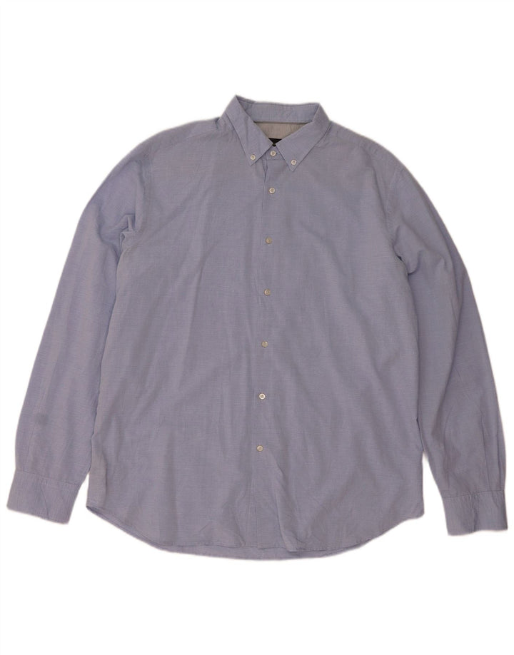 Camicia Uomo Massimo Dutti 2XL Cotone Gessato Blu