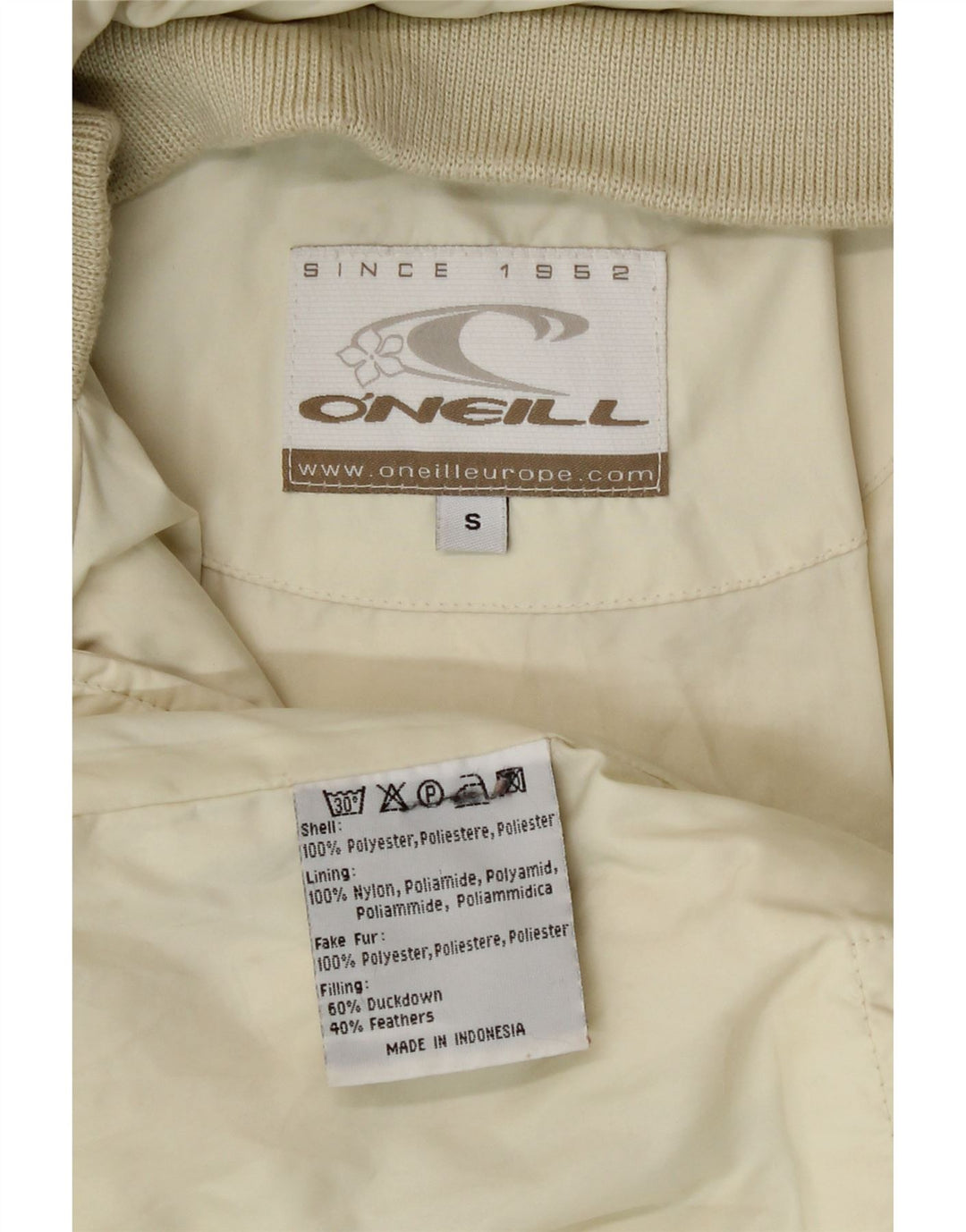 Giacca imbottita con cappuccio da uomo O'Neill UK 36 Small Poliestere bianco sporco