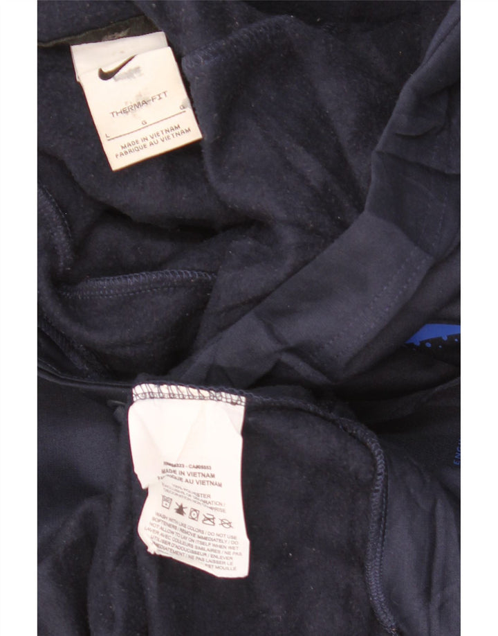 NIKE Felpa con cappuccio grafica Dri Fit da uomo, grande, in poliestere blu navy