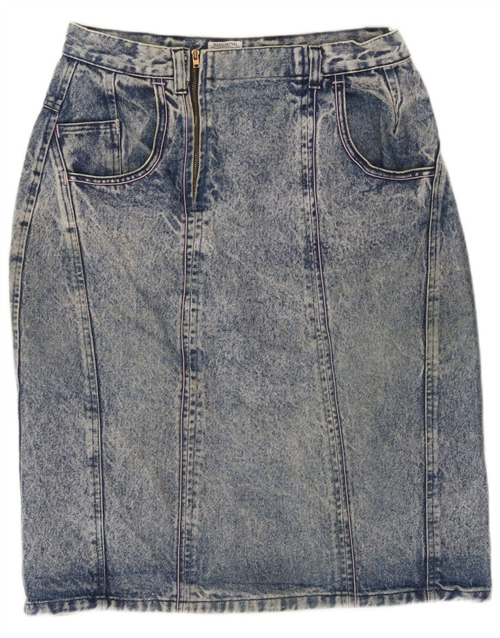 Gonna in denim lavaggio acido da donna Blooming W30 blu medio retrò