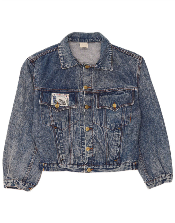 Giacca in denim grafico da uomo Lucia UK 36 piccolo cotone blu