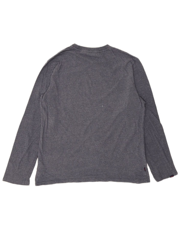 Maglia da uomo a maniche lunghe SUPERDRY XL in cotone chiazzato blu