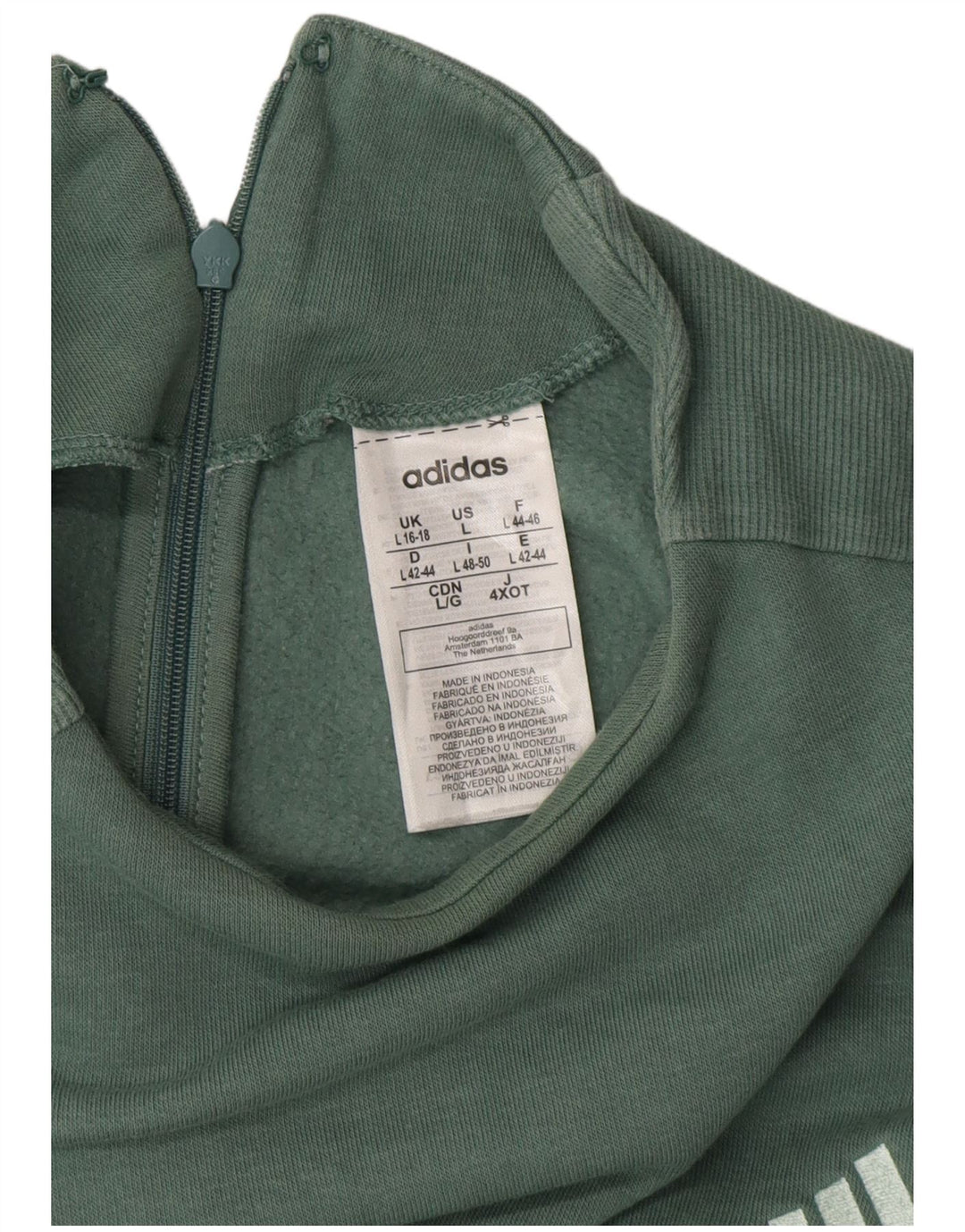 Felpa da donna ADIDAS maglione UK 16/18 grande cotone verde