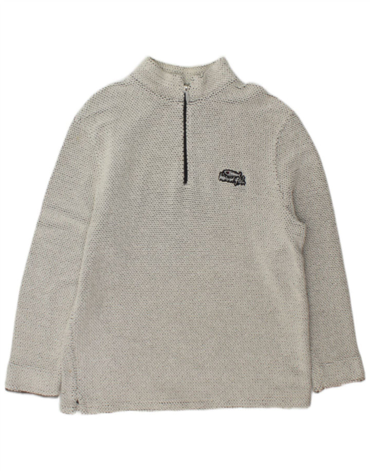 Maglione da uomo con collo con zip Weird Fish XL in cotone grigio