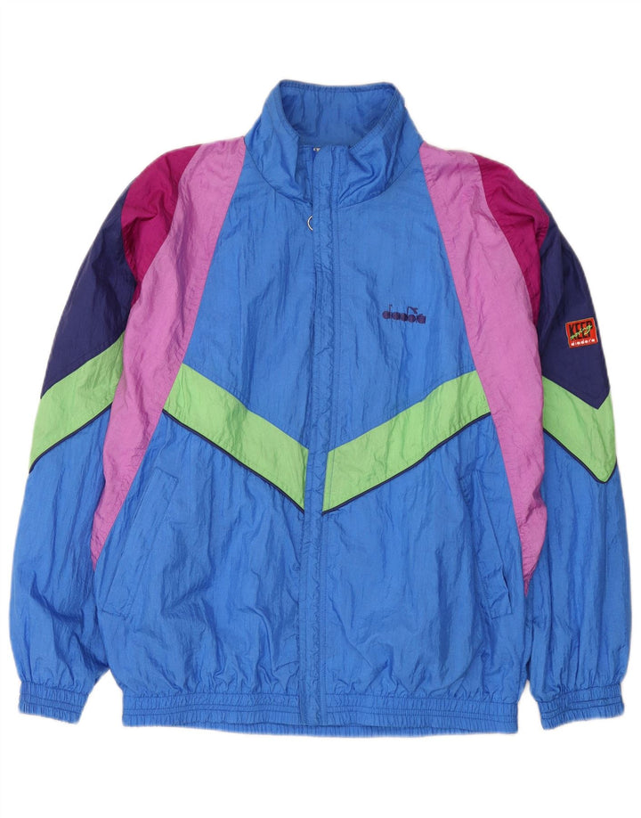 Giacca da tuta da uomo Diadora Large Blu Colourblock in poliammide
