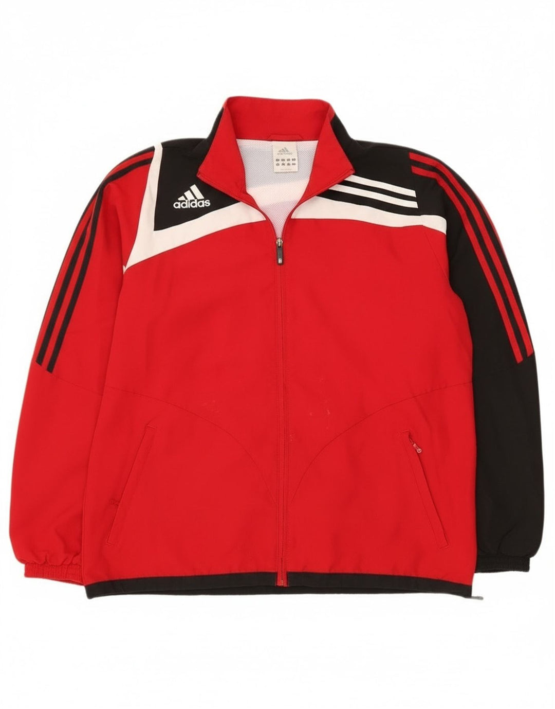 Giacca da tuta da uomo Adidas UK 42/44 Large Rosso Colourblock Poliestere