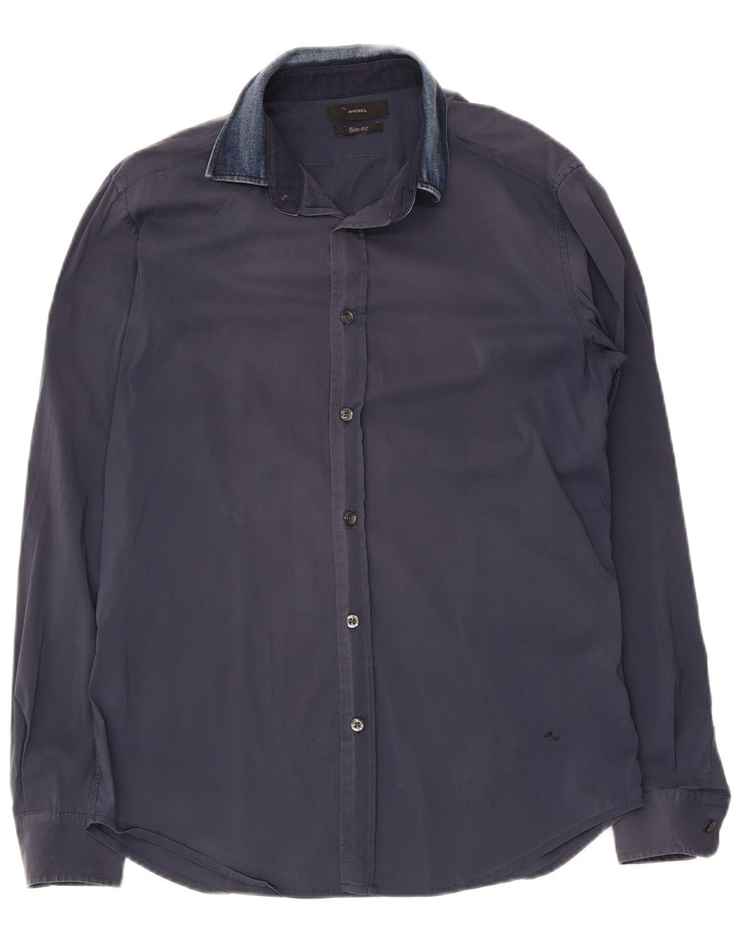 Camicia slim fit da uomo Diesel in cotone blu navy medio