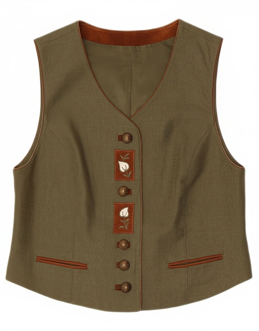Gilet da donna C&A UK 14 Lino floreale kaki medio