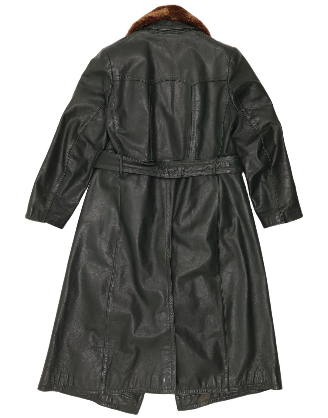 Cappotto in pelle vintage da donna UK 14 verde medio