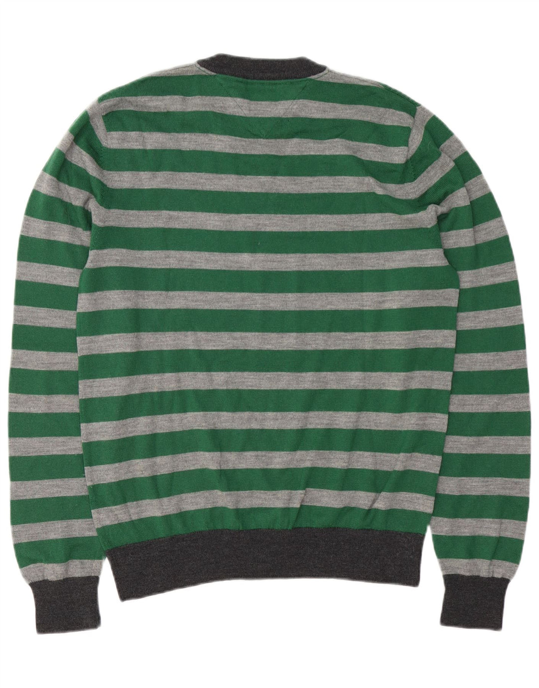 Tommy Hilfiger Uomo Maglione Girocollo Maglione di Lana a Righe Verdi Grandi