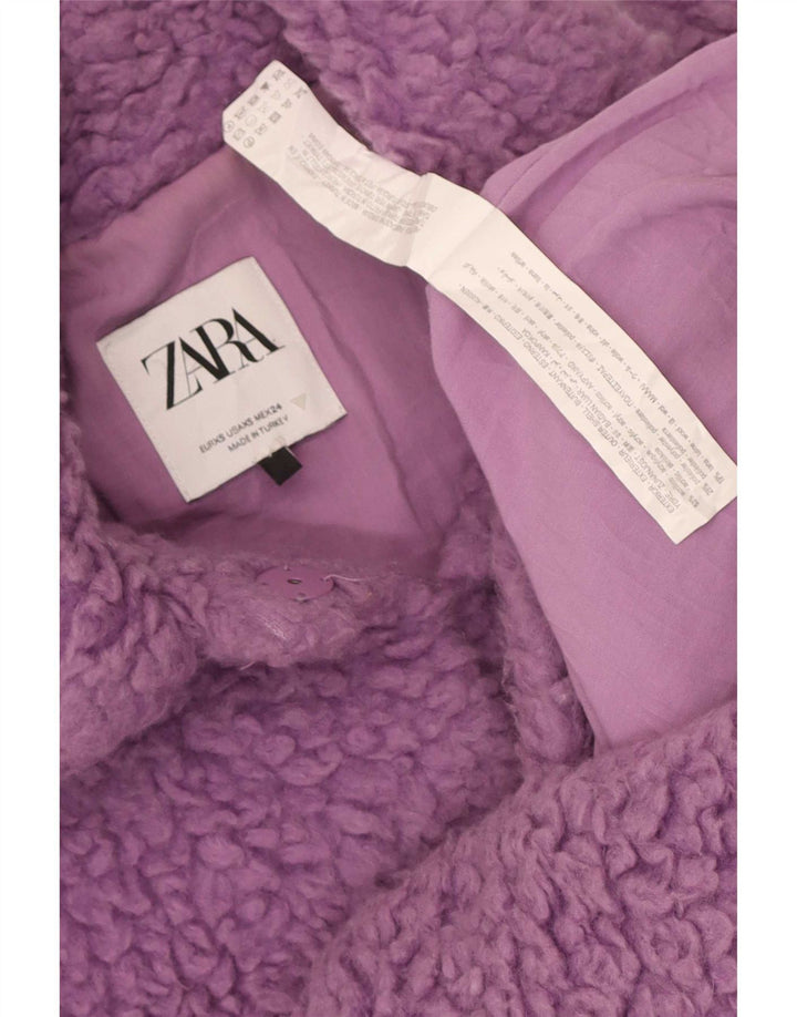 Soprabito oversize con orsetto da donna Zara UK 6 XS acrilico viola