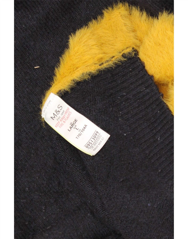 Marks & Spencer Maglione da uomo con collo alto e maglione grande blu navy a blocchi di colore