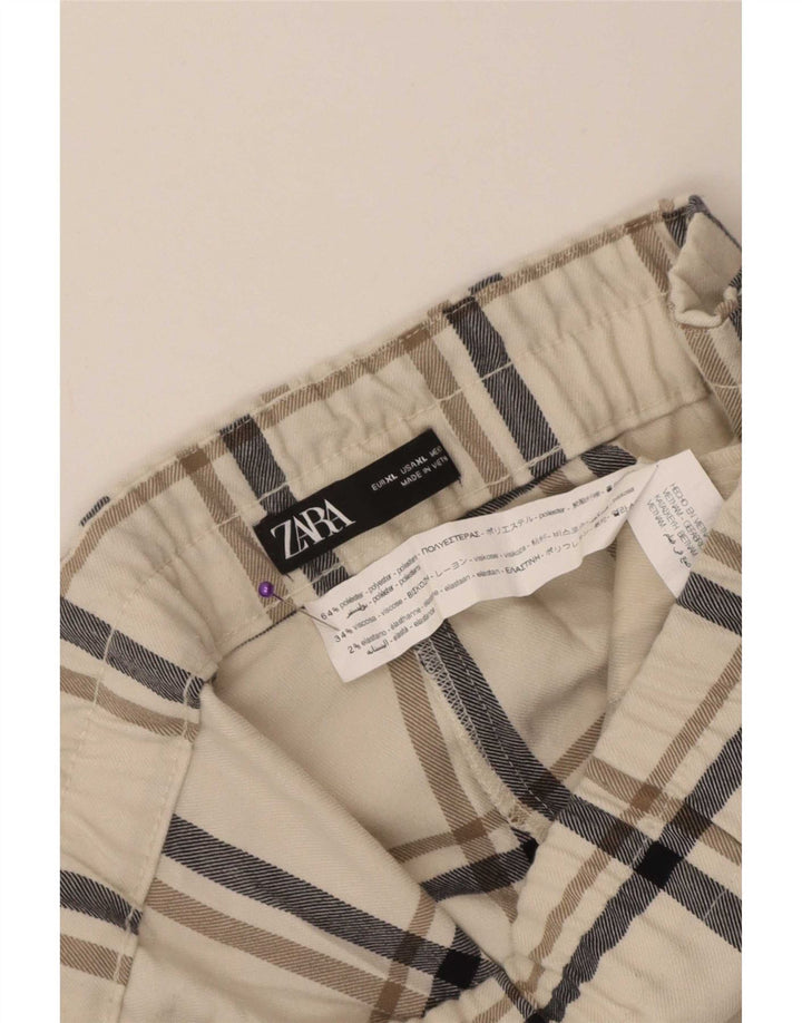 Pantaloni corti da donna Zara XL W32 L24 Poliestere a quadri bianchi