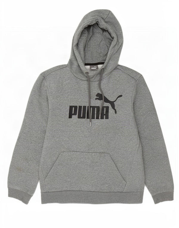 Felpa con cappuccio grafica da uomo Puma piccola in cotone chiazzato grigio