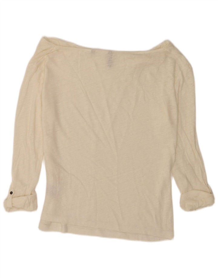 Woolrich Top da donna con maniche a 3/4 oversize con spalle scoperte UK 10 Small Bianco